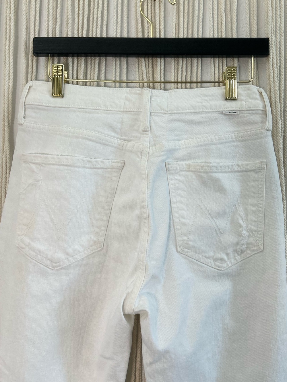 MOTHER SUPERIOR The Tripper white HighRise Straight-Leg Jeans with Knee Distress - Picture 11 of 16